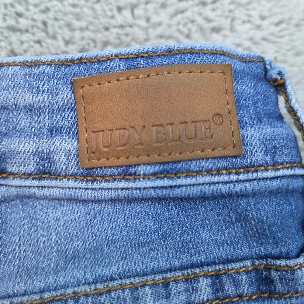 Judy Blue Jeans Womens 5/27 Skinny Fit Distressed High Rise Rainbow Stitch Denim
